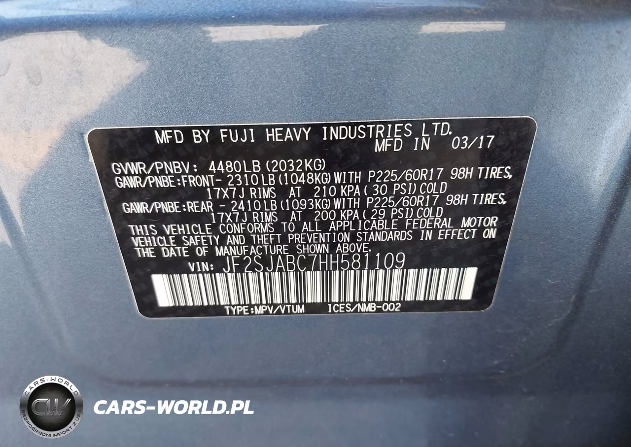 2017 Subaru Forester 2.5I VIN:JF2SJABC7HH581109 - 9