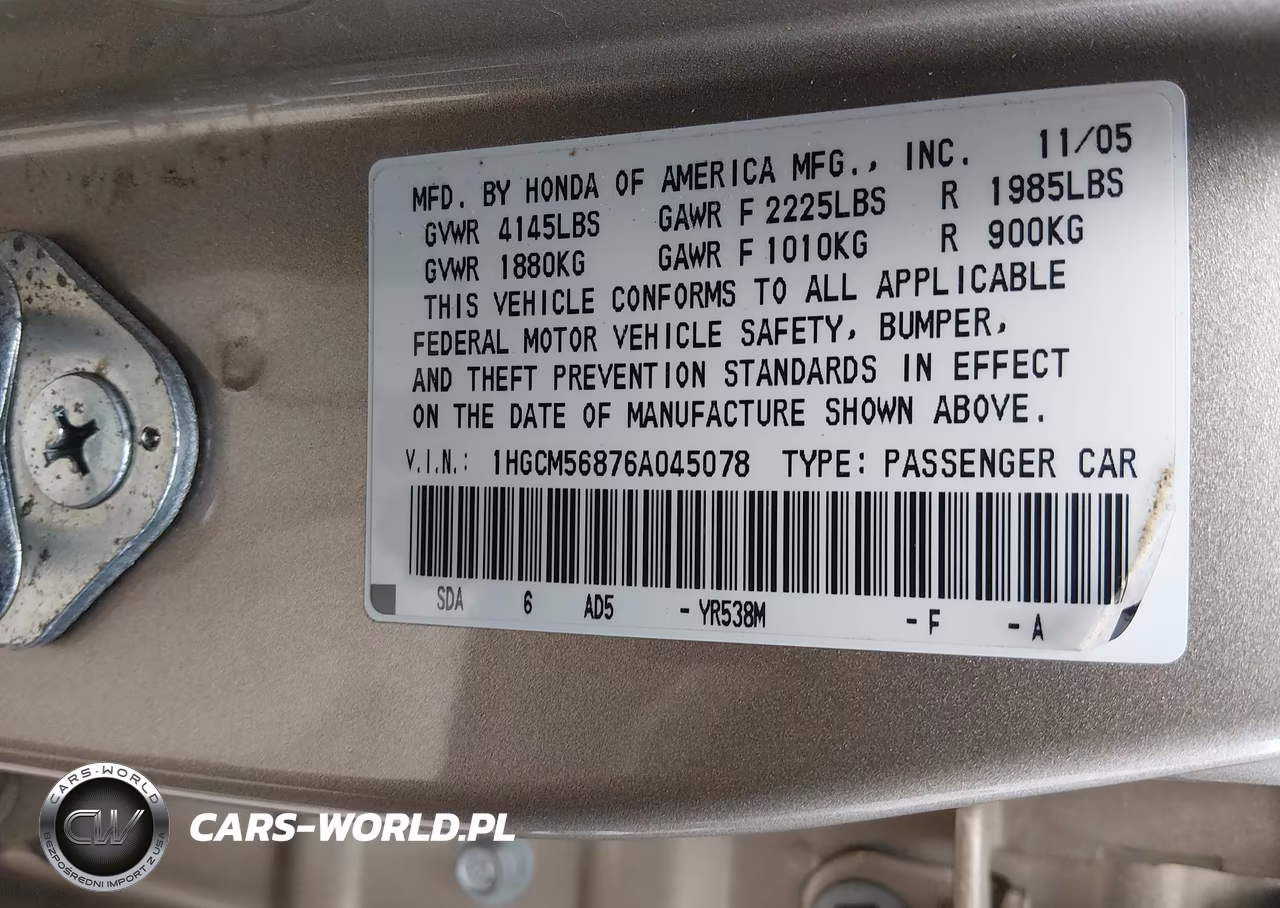 2006 Honda Accord 2.4 Ex VIN:1HGCM56876A045078 - 9
