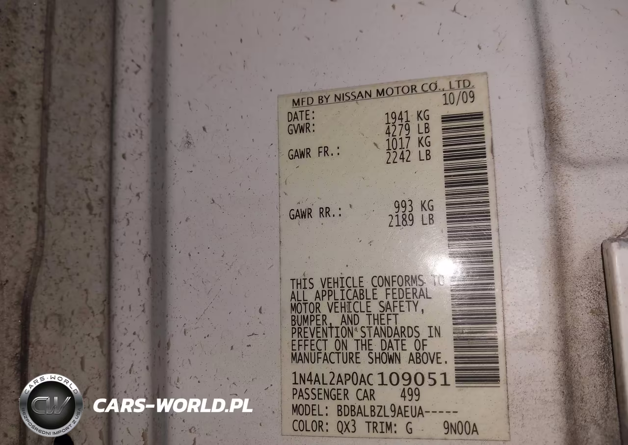 2010 Nissan Altima 2.5 S VIN:1N4AL2AP0AC109051 - 9