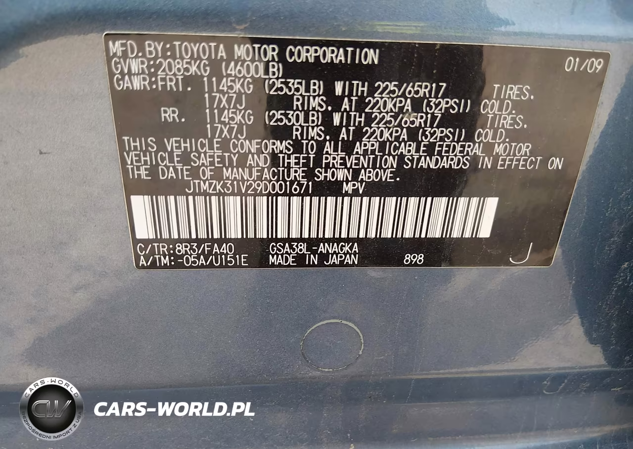 2009 Toyota Rav4 Limited V6 VIN:JTMZK31V29D001671 - 9