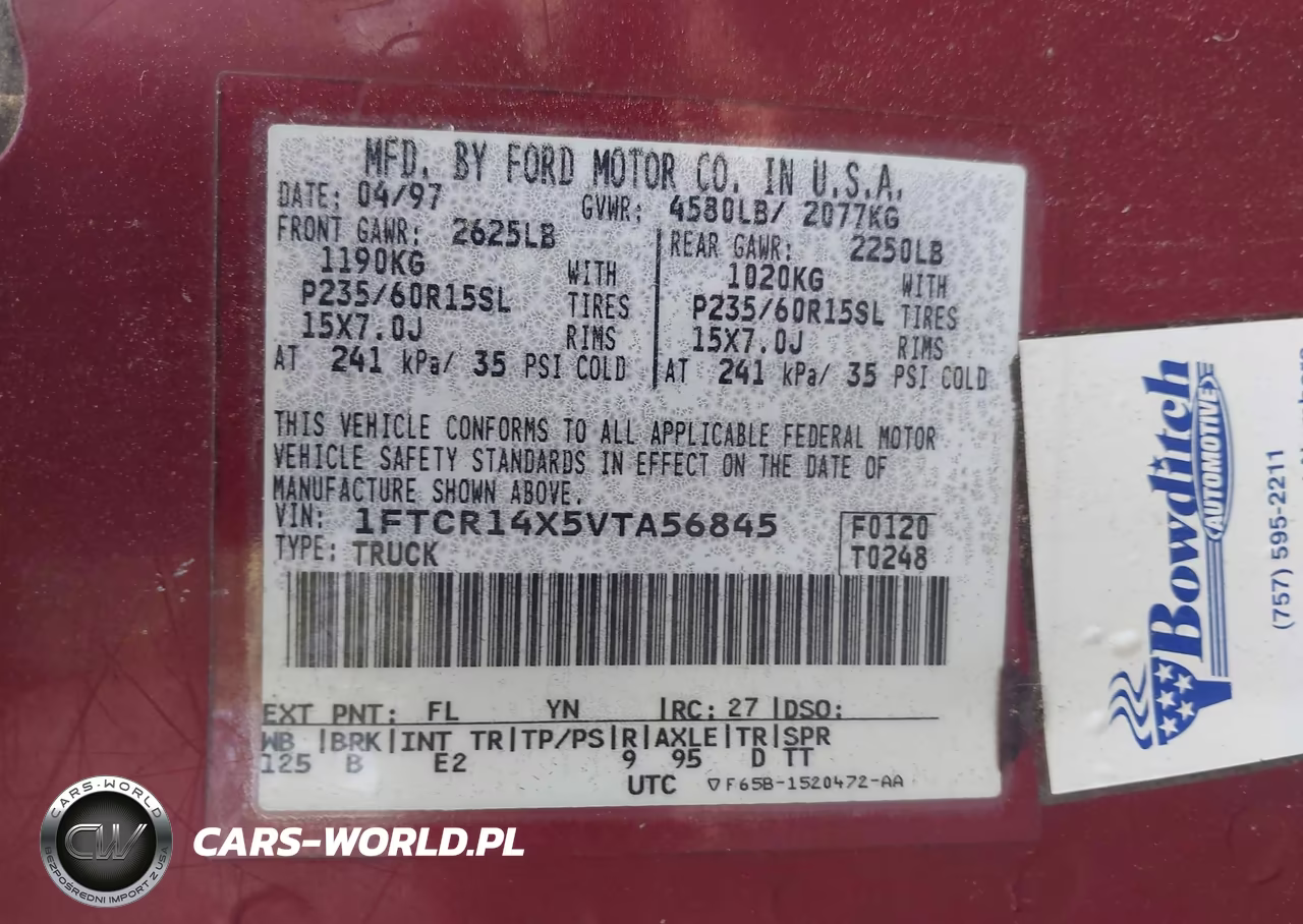 1997 Ford Ranger Splash-Xlt VIN:1FTCR14X5VTA56845 - 9