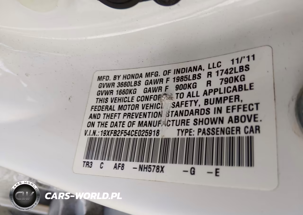2012 Honda Civic Lx VIN:19XFB2F54CE025918 - 9