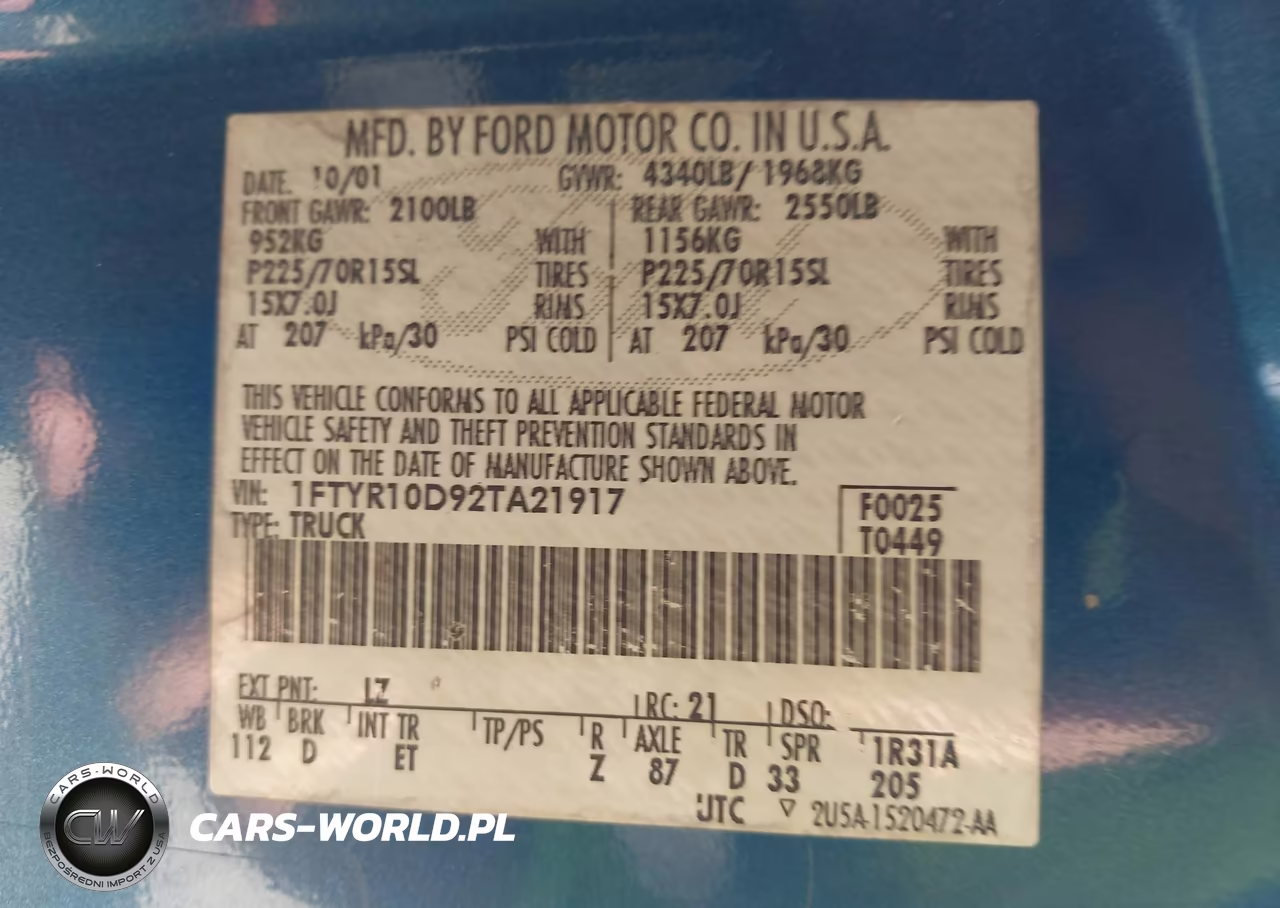 2002 Ford Ranger Xl-Xlt VIN:1FTYR10D92TA21917 - 9
