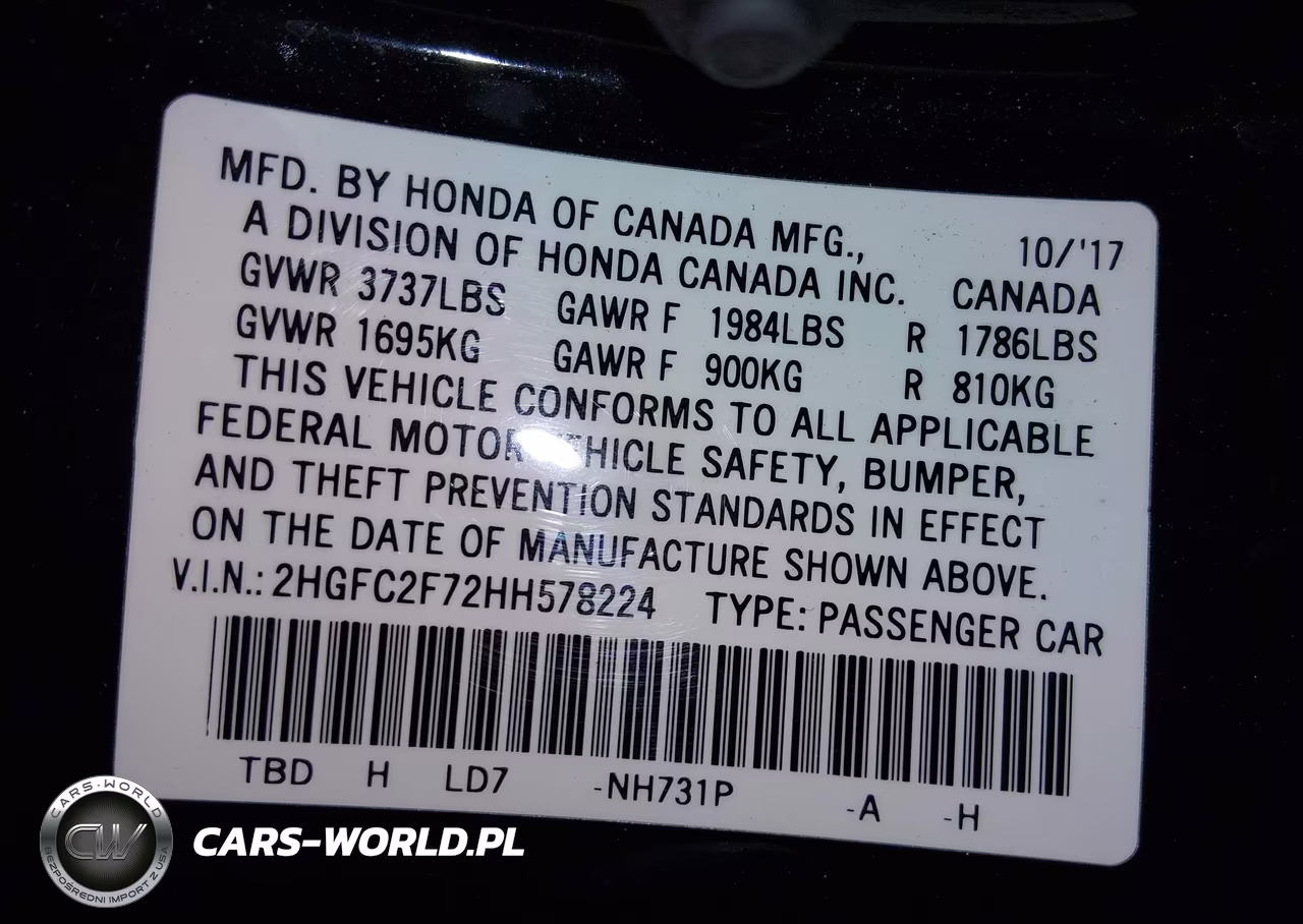 2017 Honda Civic Ex VIN:2HGFC2F72HH578224 - 9