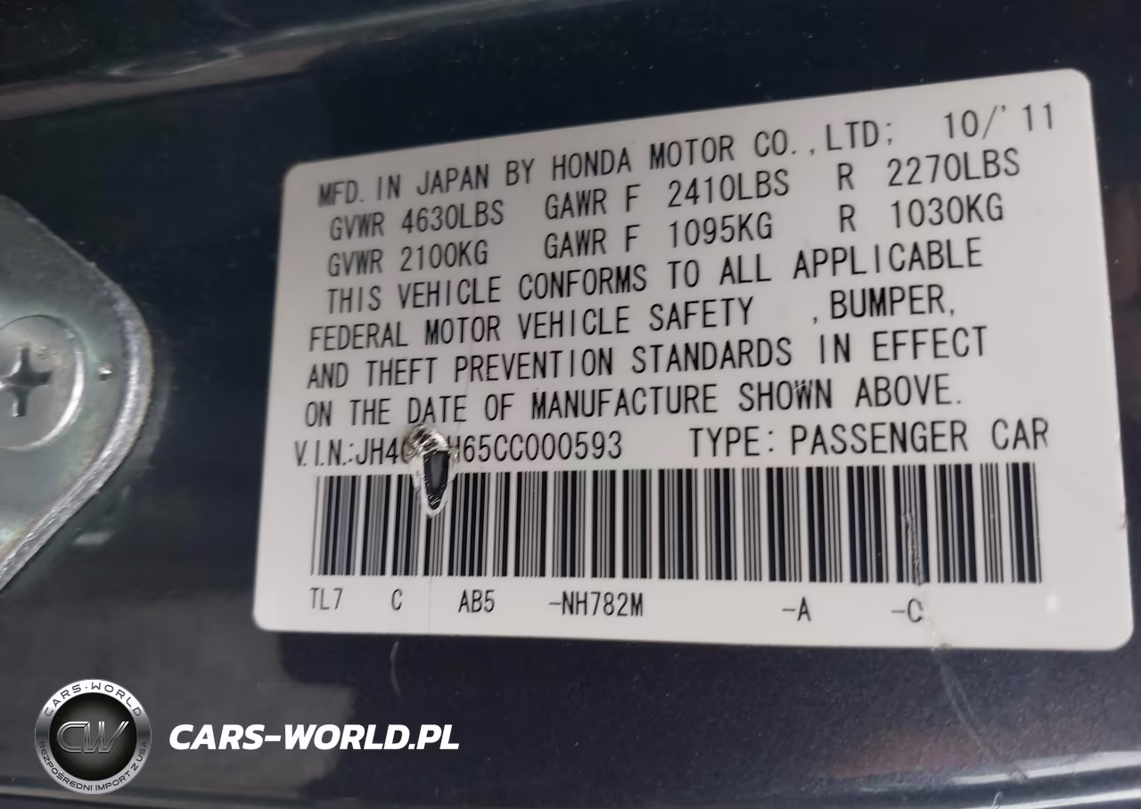 2012 Acura Tsx 2.4 VIN:JH4CW2H65CC000593 - 9