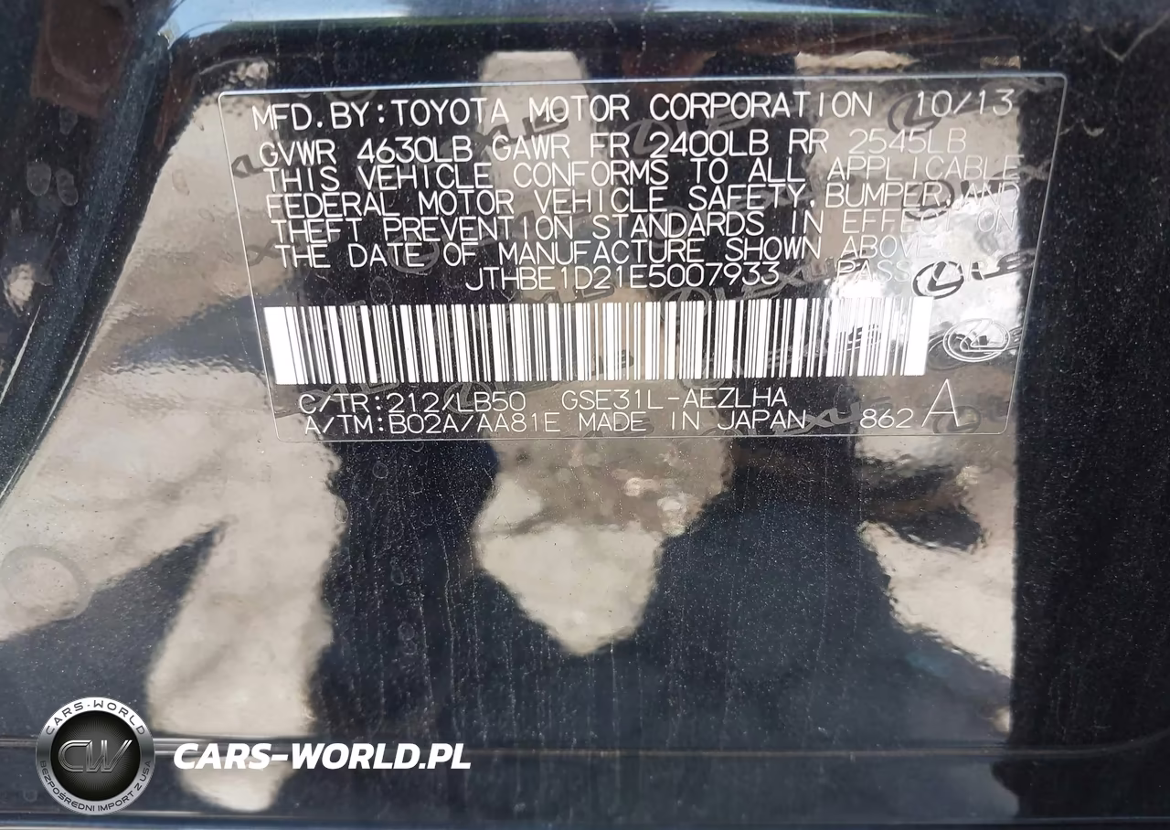 2014 Lexus Is 350 VIN:JTHBE1D21E5007933 - 9