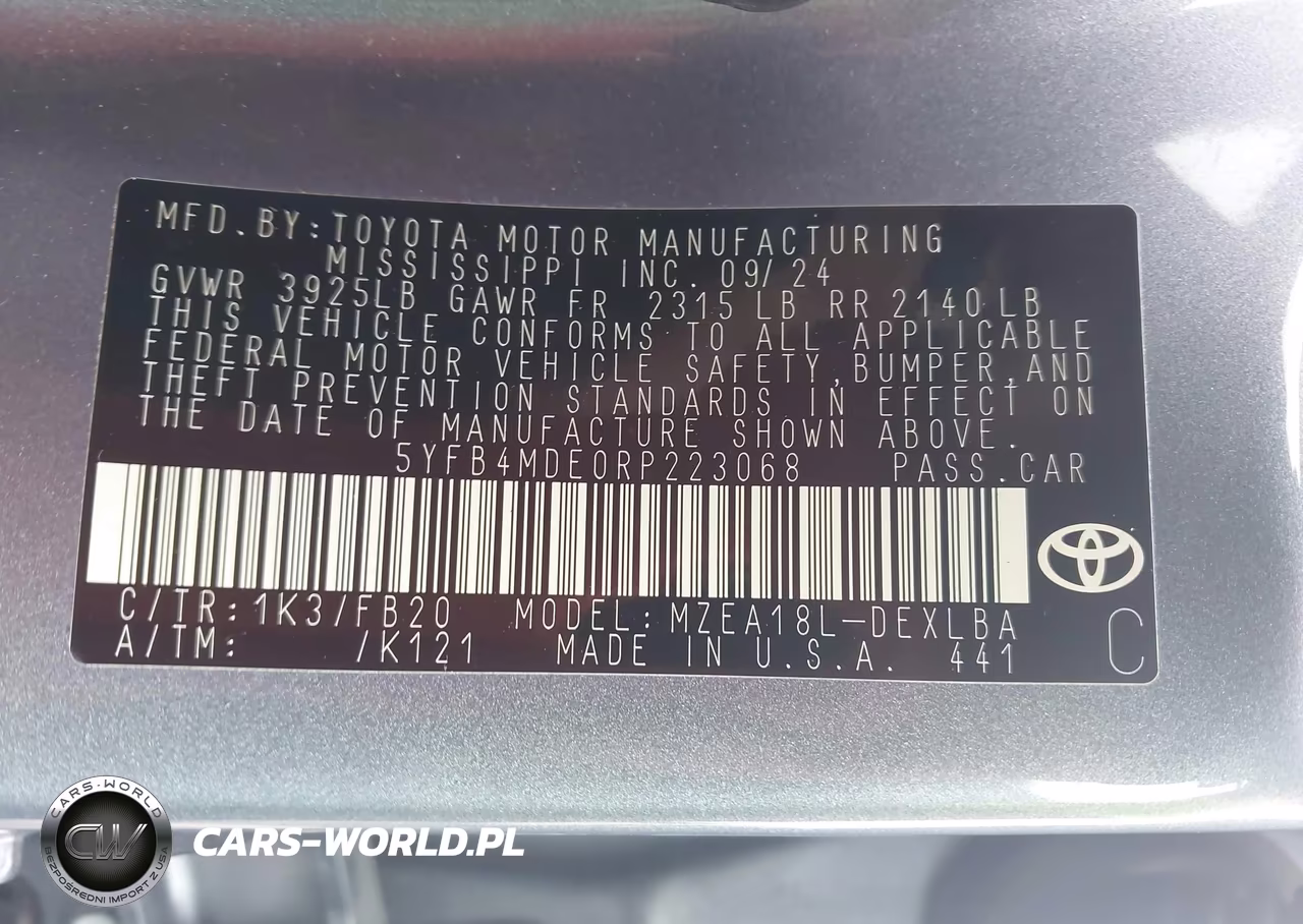 2024 Toyota Corolla Le VIN:5YFB4MDE0RP223068 - 9