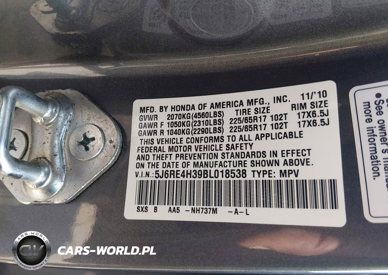 2011 Honda Cr-V Lx VIN:5J6RE4H39BL018538 - 9
