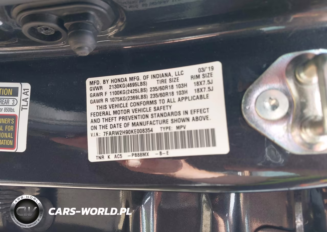 2019 Honda Cr-V Touring VIN:7FARW2H90KE008354 - 9