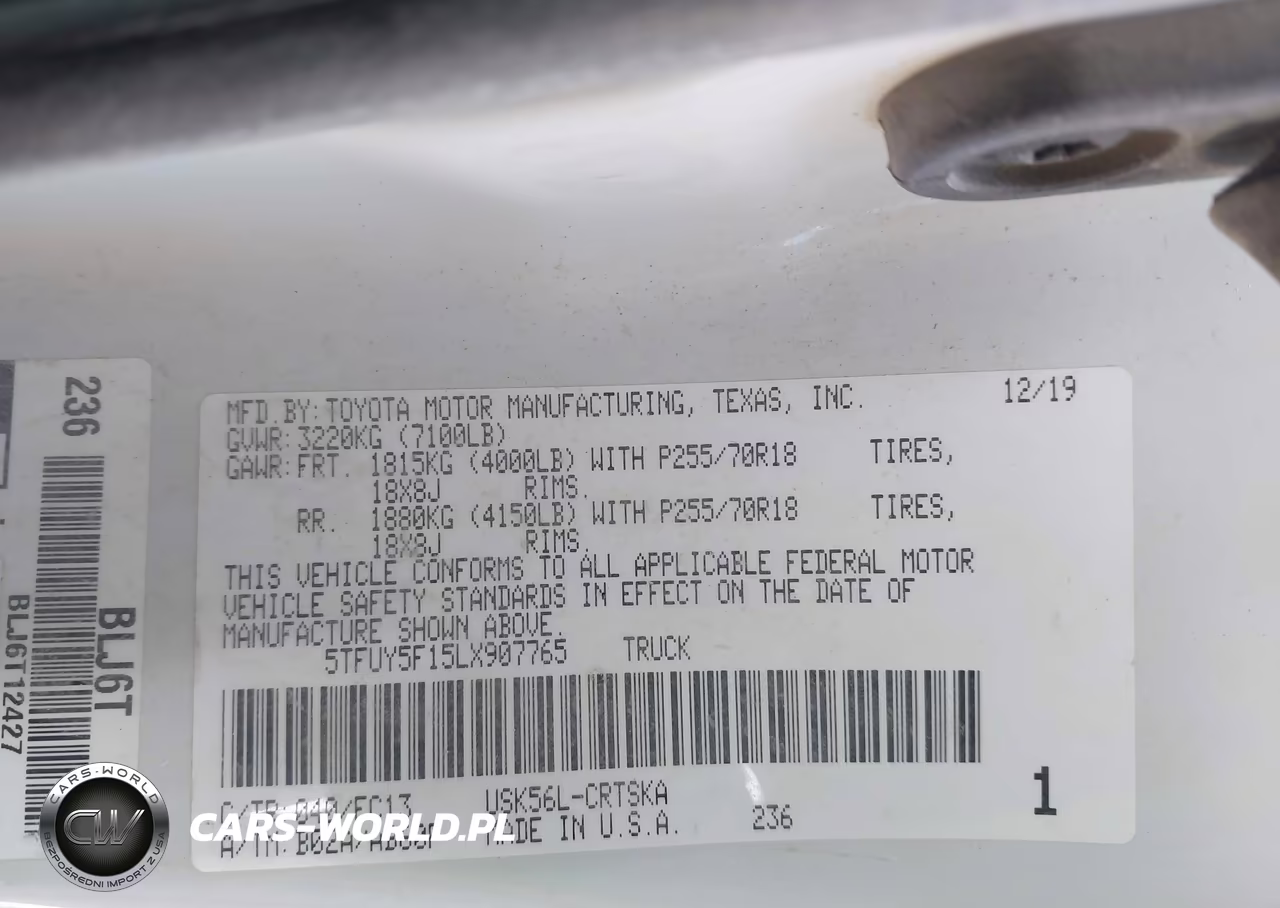 2020 Toyota Tundra Sr5 VIN:5TFUY5F15LX907765 - 9