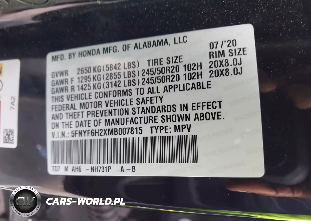 2021 Honda Pilot Awd Special Edition VIN:5FNYF6H2XMB007815 - 9