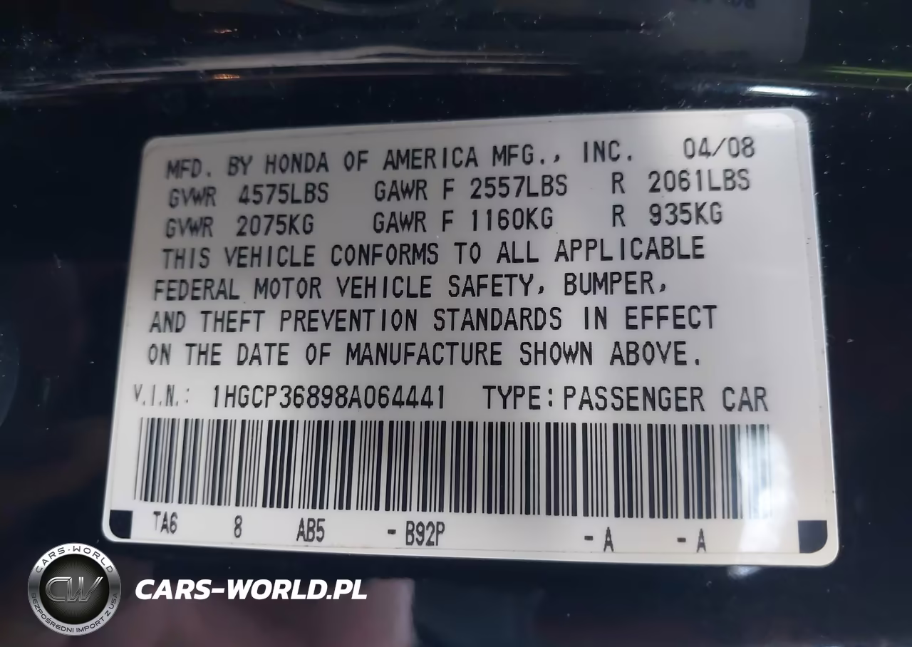 2008 Honda Accord 3.5 Ex-L VIN:1HGCP36898A064441 - 9