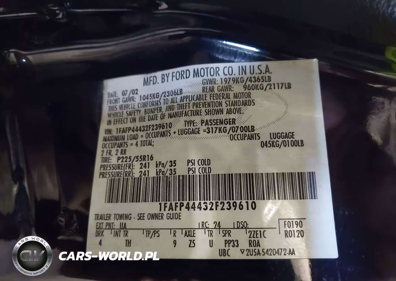 2002 Ford Mustang VIN:1FAFP44432F239610 - 9
