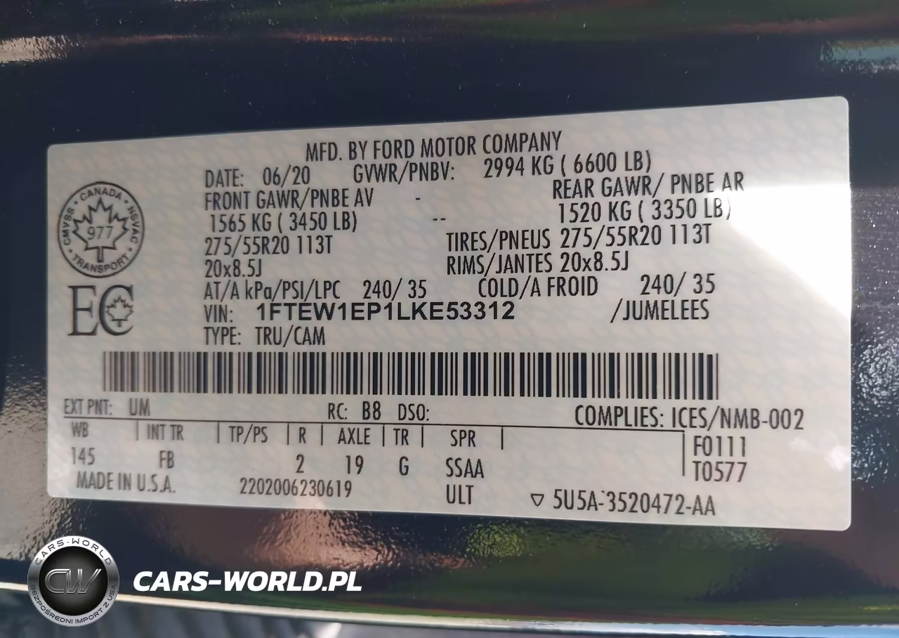 2020 Ford F-150 Xlt VIN:1FTEW1EP1LKE53312 - 9