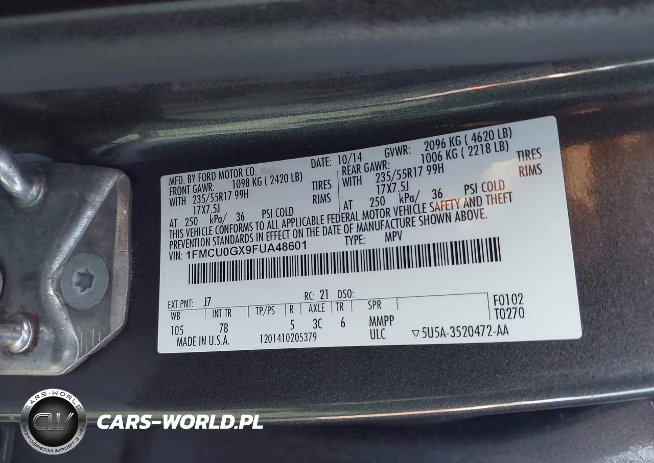 2015 Ford Escape Se VIN:1FMCU0GX9FUA48601 - 9