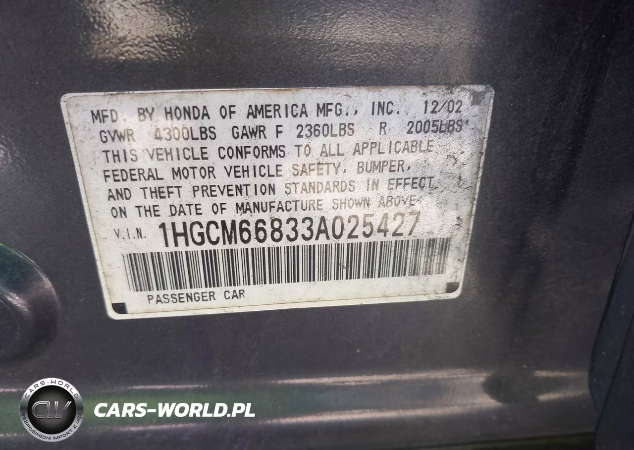 2003 Honda Accord 3.0 Ex VIN:1HGCM66833A025427 - 9