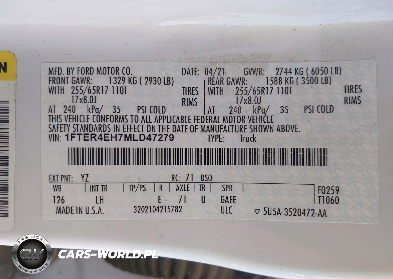 2021 Ford Ranger Xl VIN:1FTER4EH7MLD47279 - 9