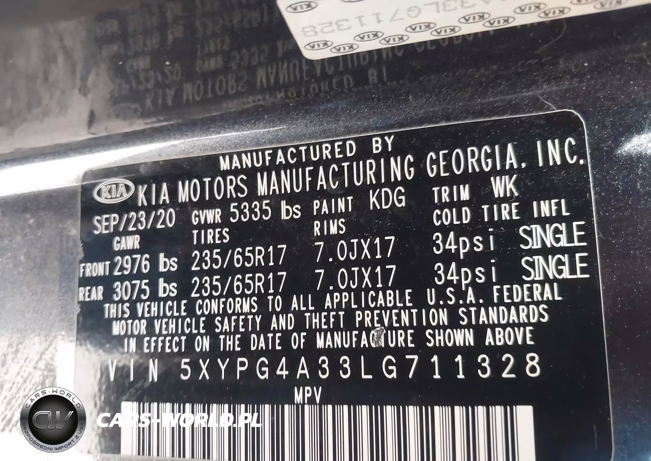 2020 Kia Sorento 2.4L Lx VIN:5XYPG4A33LG711328 - 9