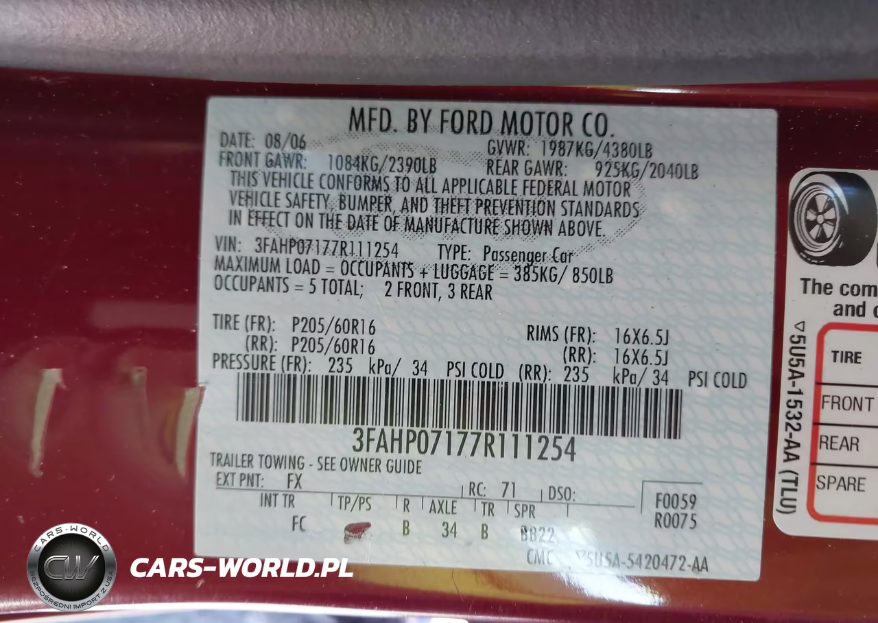 2007 Ford Fusion Se VIN:3FAHP07177R111254 - 9