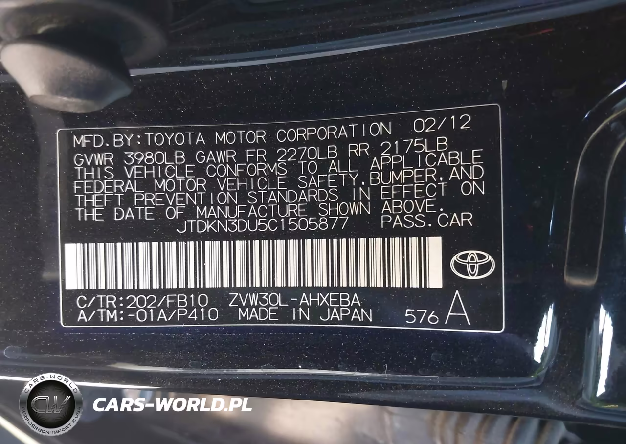 2012 Toyota Prius Three VIN:JTDKN3DU5C1505877 - 9