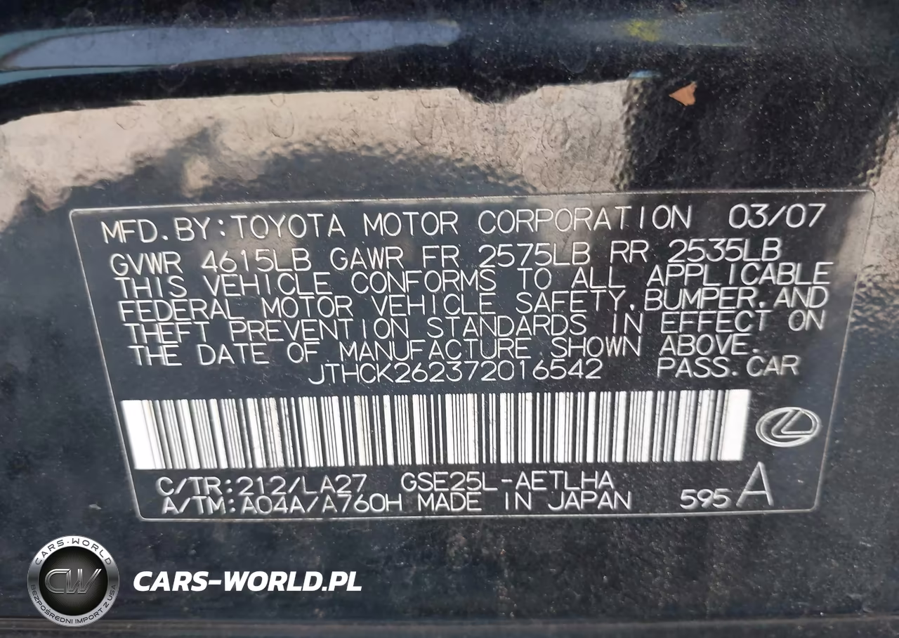 2007 Lexus Is 250 VIN:JTHCK262372016542 - 9
