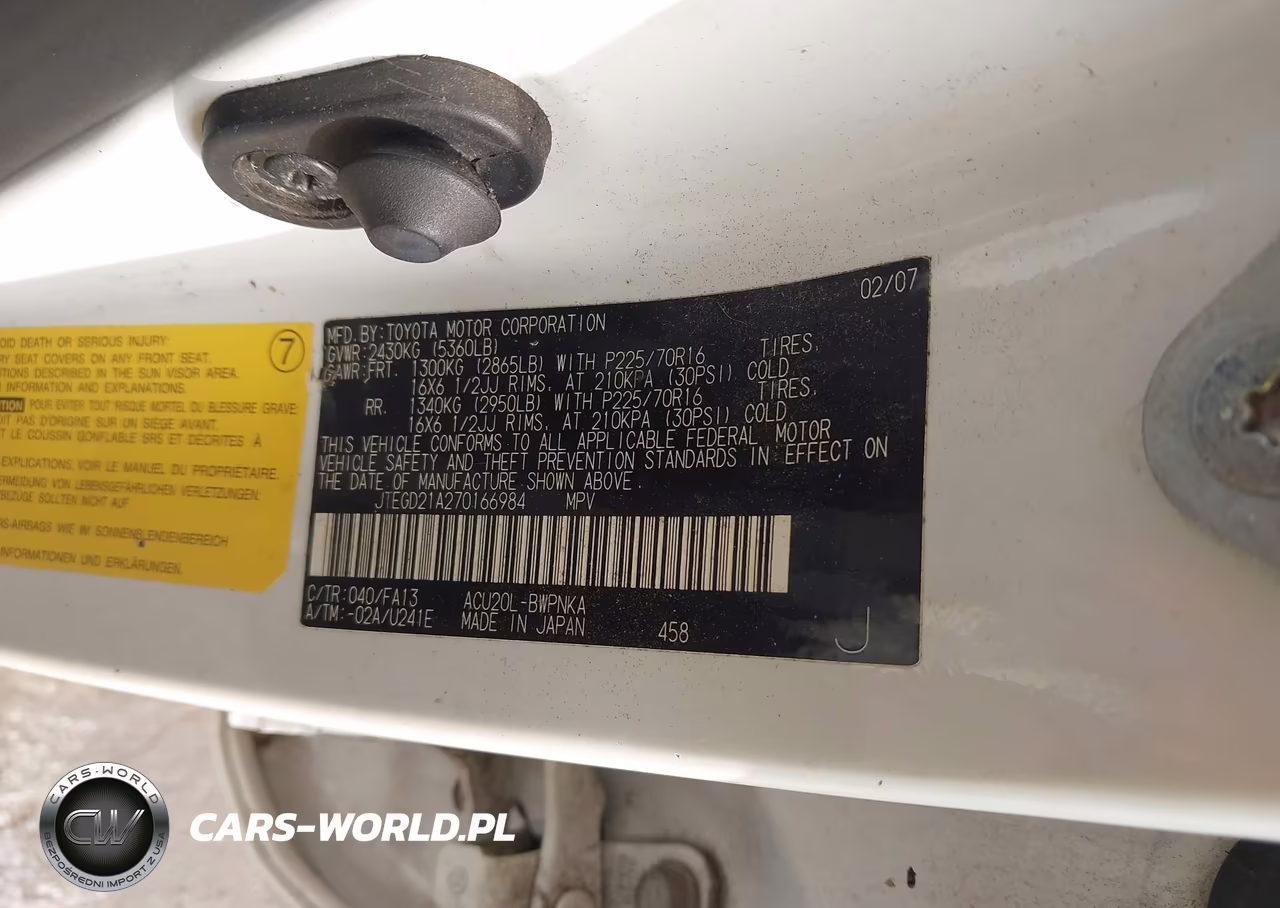 2007 Toyota Highlander VIN:JTEGD21A270166984 - 9