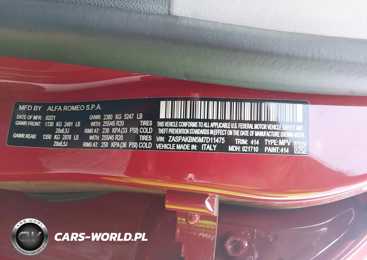 2021 Alfa Romeo Stelvio Ti Awd VIN:ZASPAKBN5M7D11475 - 9