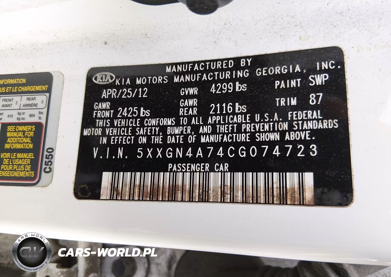 2012 Kia Optima Ex VIN:5XXGN4A74CG074723 - 9