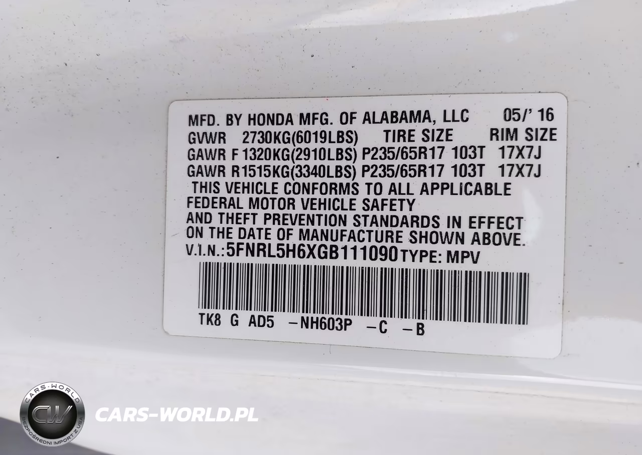 2016 Honda Odyssey Ex-L VIN:5FNRL5H6XGB111090 - 9