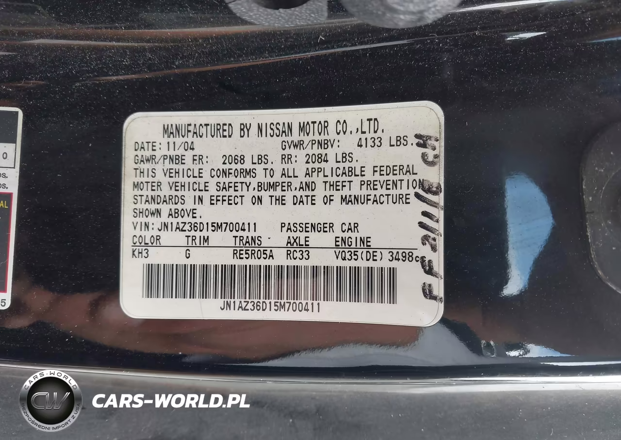 2005 Nissan 350Z Enthusiast VIN:JN1AZ36D15M700411 - 9