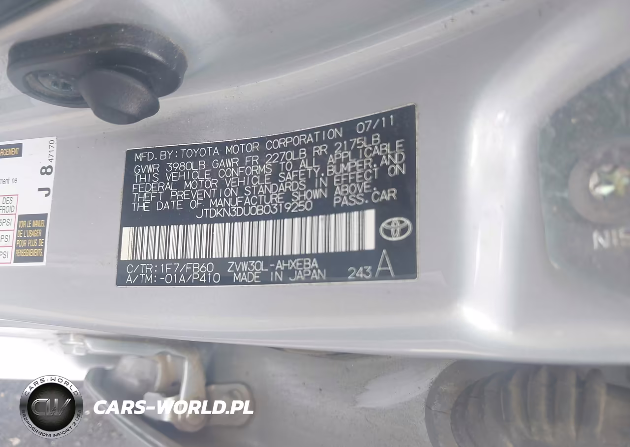 2011 Toyota Prius Two VIN:JTDKN3DU0B0319250 - 9