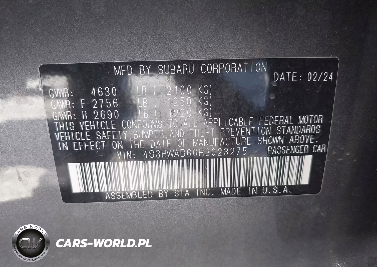 2024 Subaru Legacy VIN:4S3BWAB66R3023275 - 9