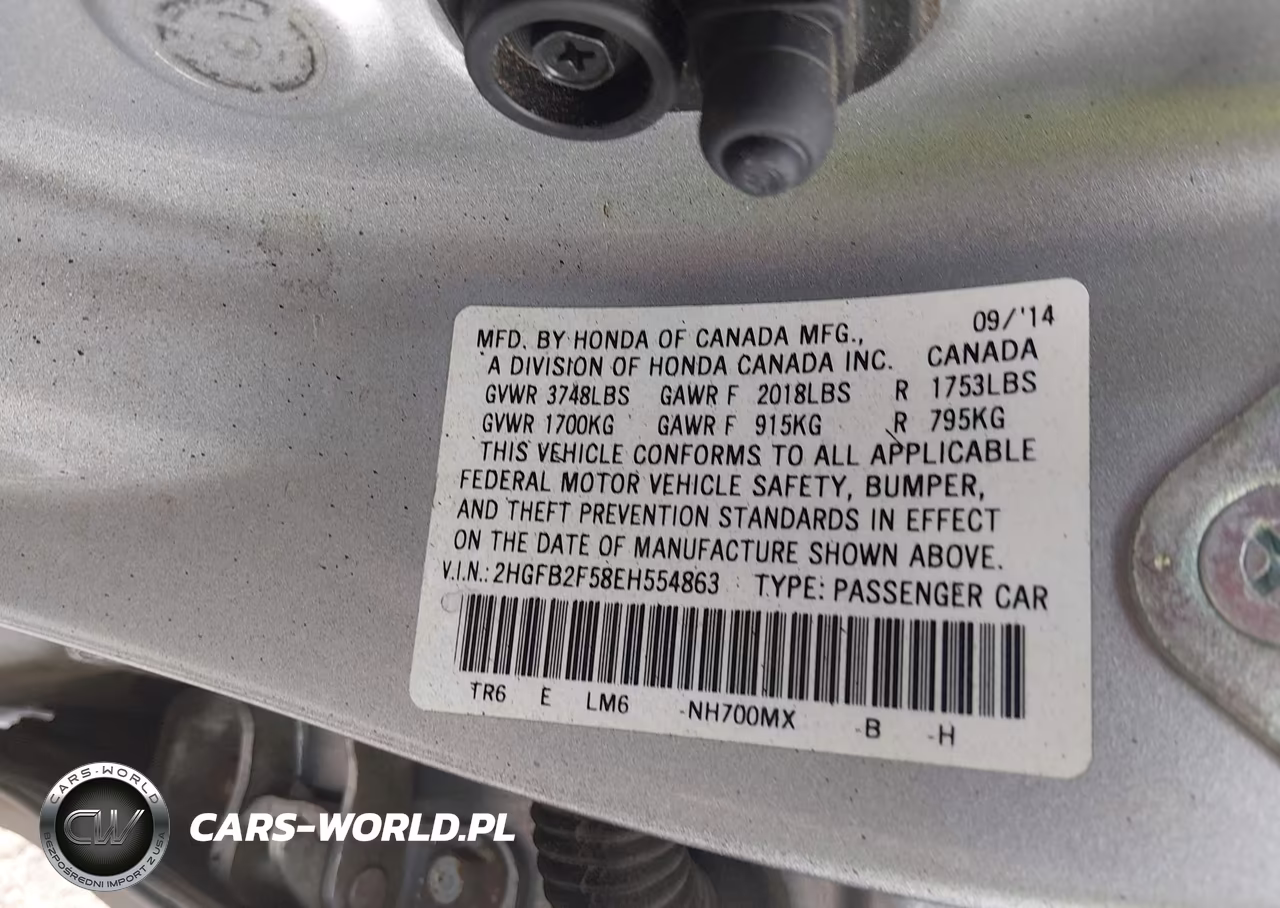 2014 Honda Civic Lx VIN:2HGFB2F58EH554863 - 9