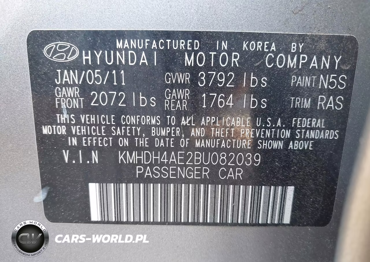 2011 Hyundai Elantra Limited (Ulsan Plant) VIN:KMHDH4AE2BU082039 - 9