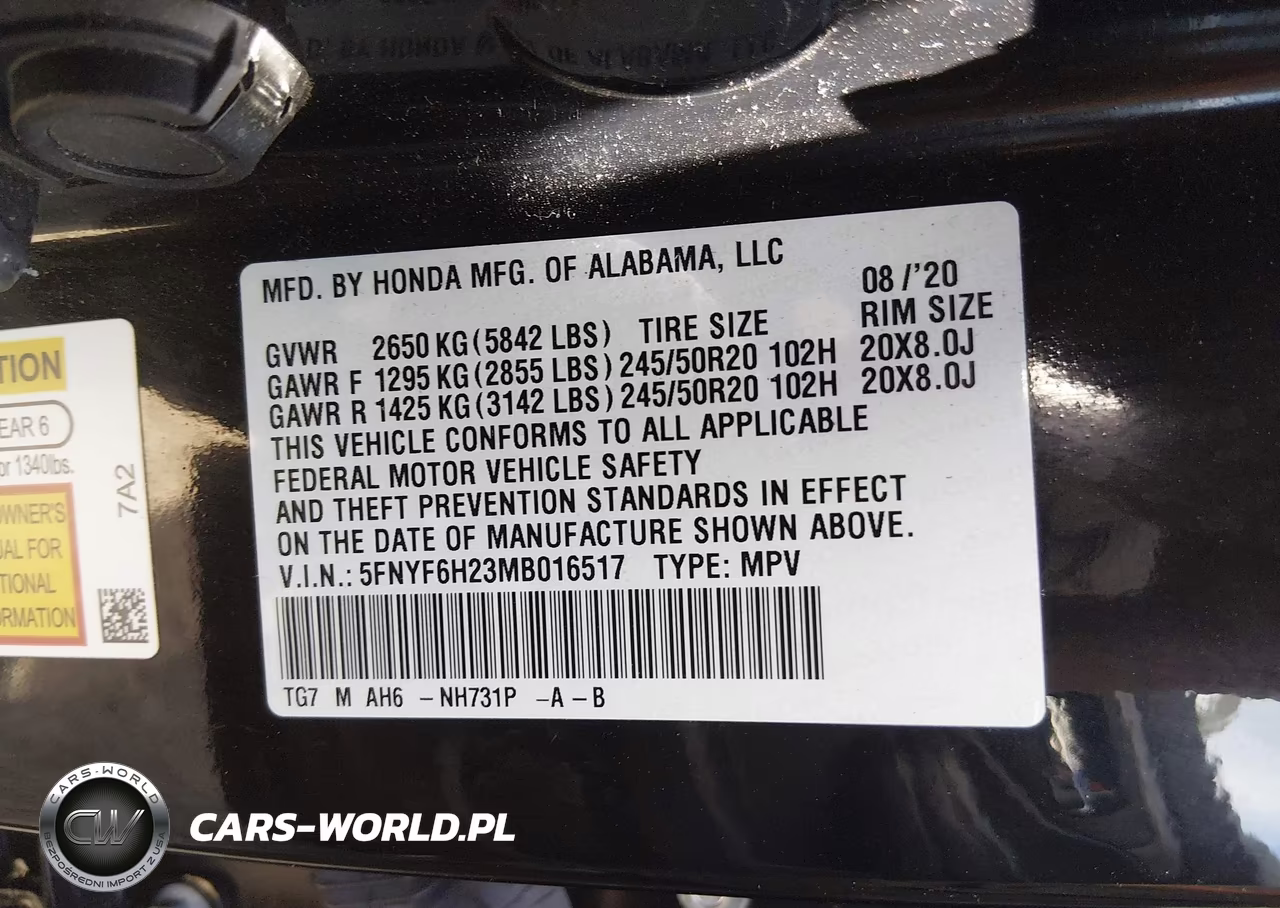 2021 Honda Pilot Awd Special Edition VIN:5FNYF6H23MB016517 - 9
