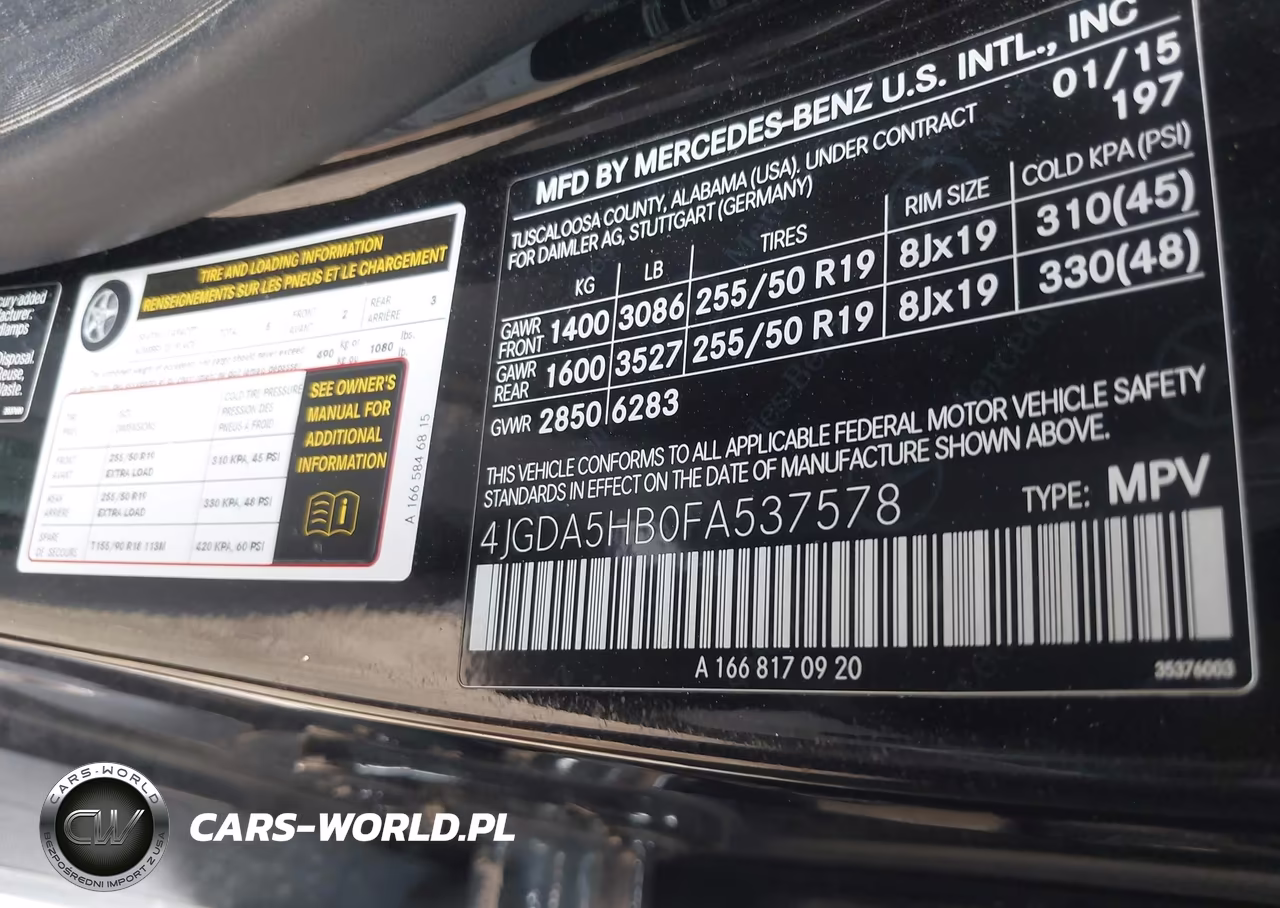 2015 Mercedes-Benz Ml 350 4Matic VIN:4JGDA5HB0FA537578 - 9