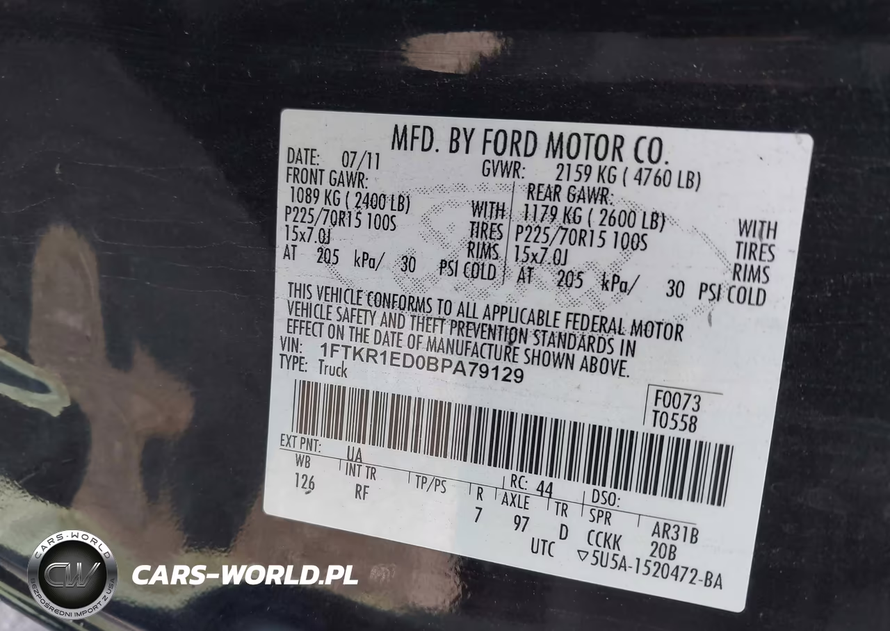 2011 Ford Ranger Xl VIN:1FTKR1ED0BPA79129 - 9