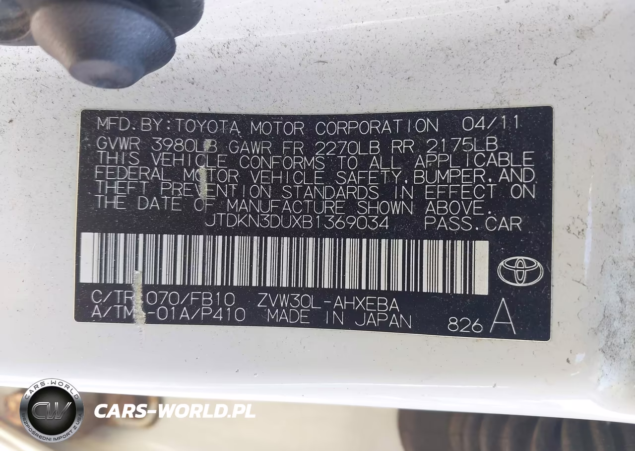 2011 Toyota Prius Two VIN:JTDKN3DUXB1369034 - 9