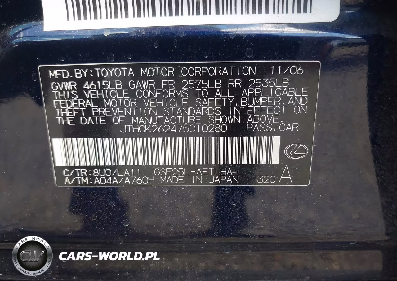 2007 Lexus Is 250 VIN:JTHCK262475010280 - 9