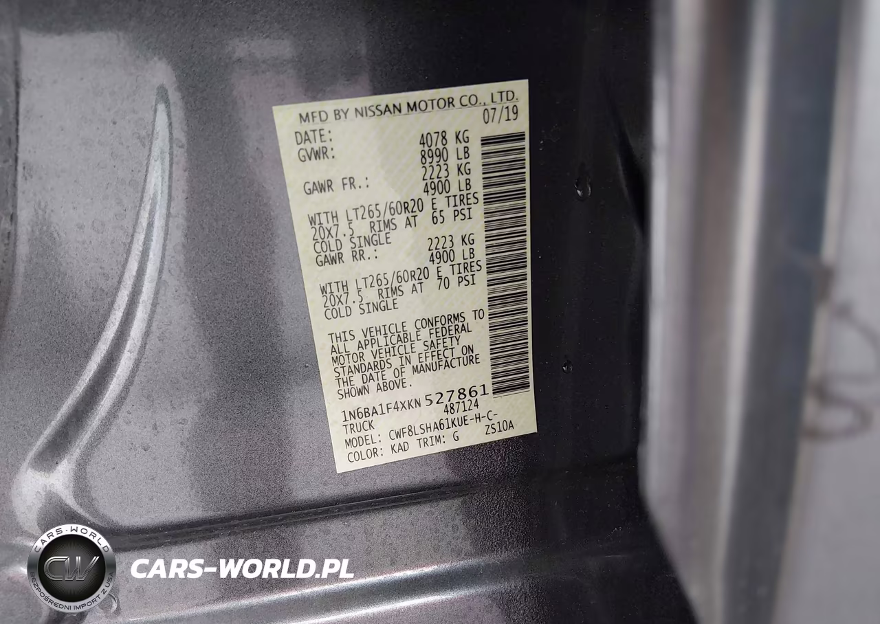 2019 Nissan Titan Xd Sv Diesel VIN:1N6BA1F4XKN527861 - 9