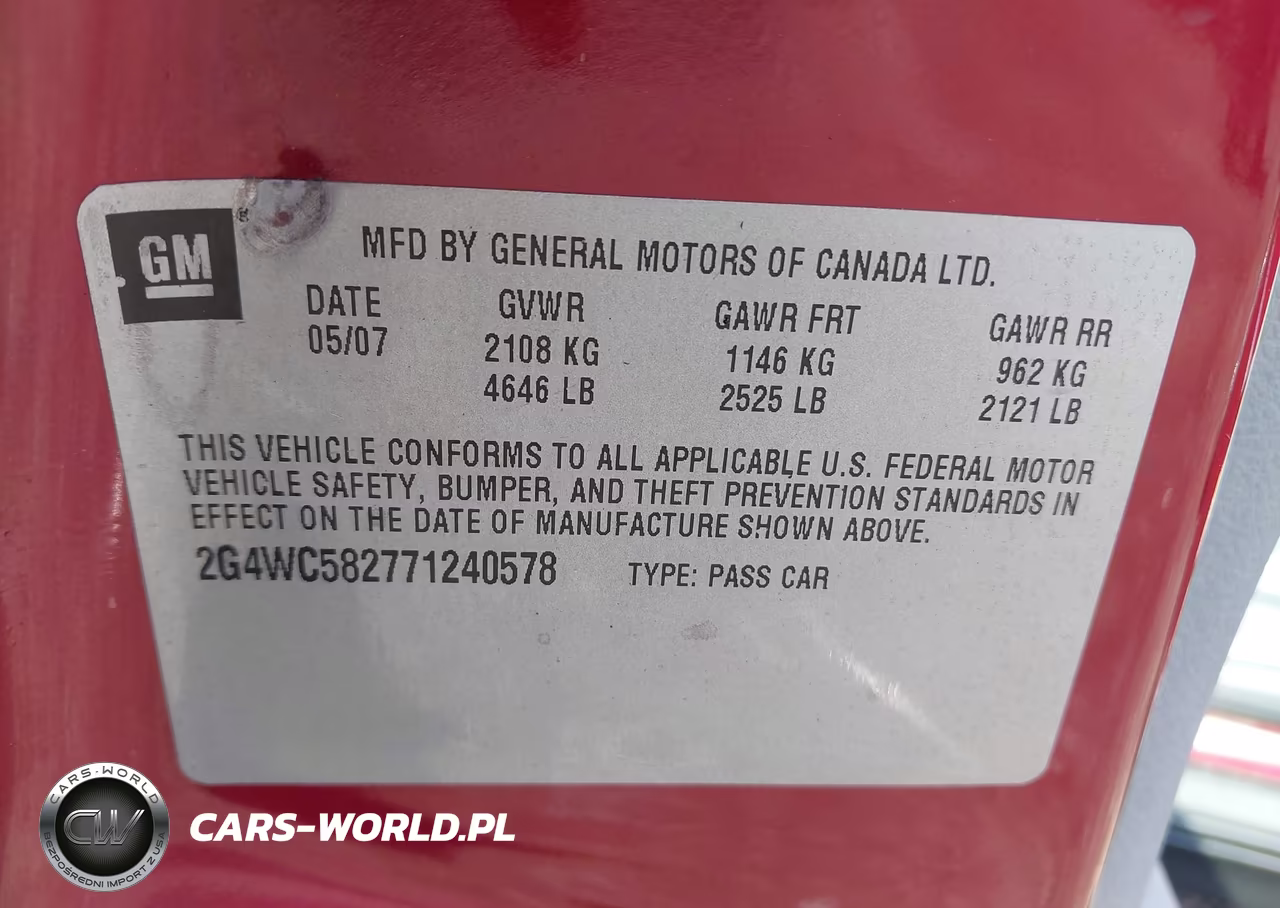 2007 Buick Lacrosse Cx VIN:2G4WC582771240578 - 9