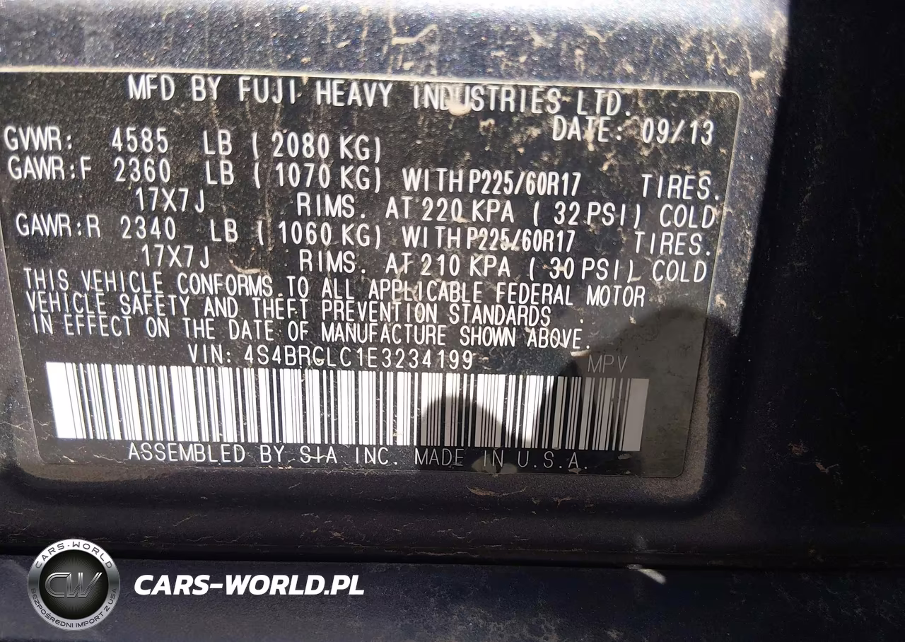 2014 Subaru Outback 2.5I Limited VIN:4S4BRCLC1E3234199 - 9