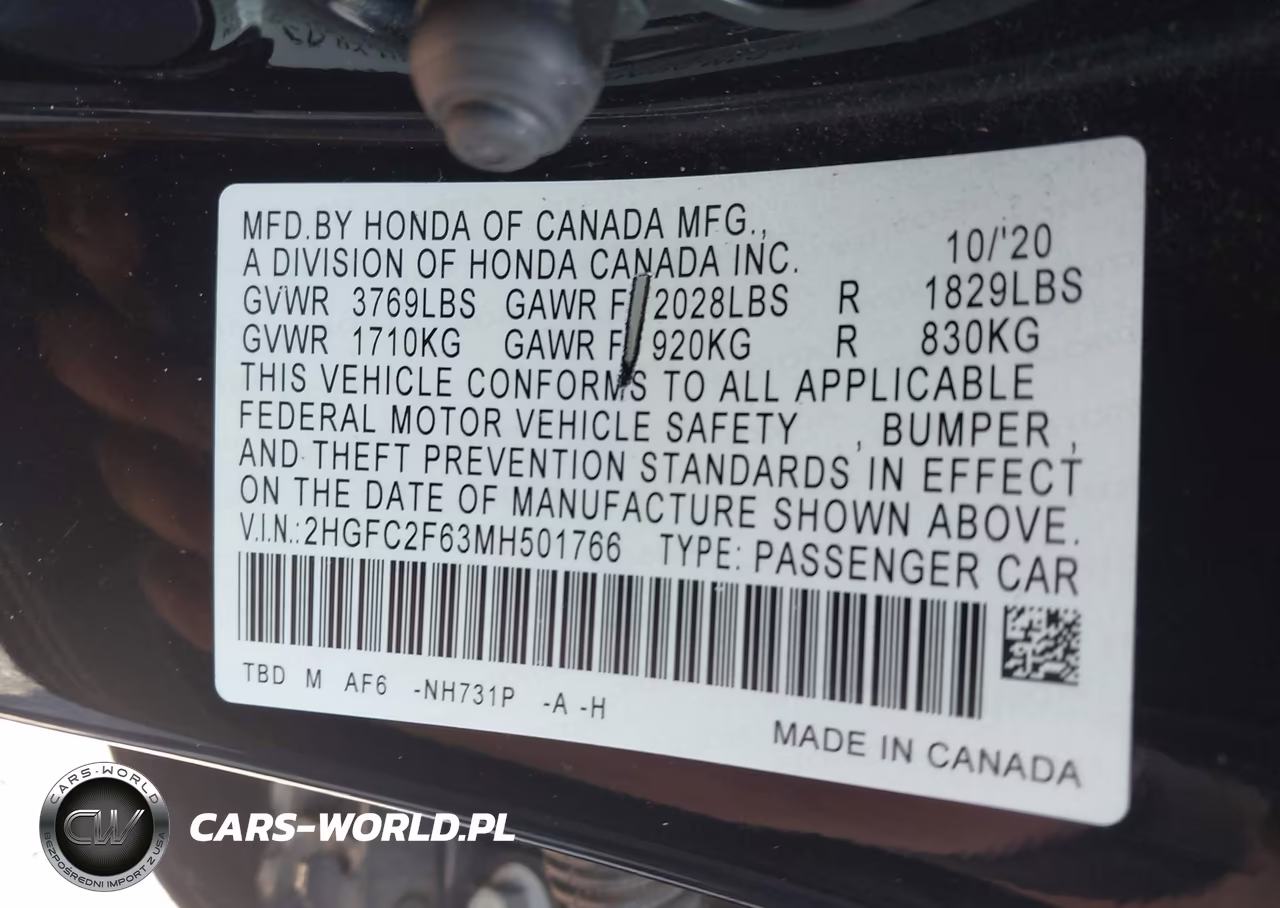 2021 Honda Civic Lx VIN:2HGFC2F63MH501766 - 9