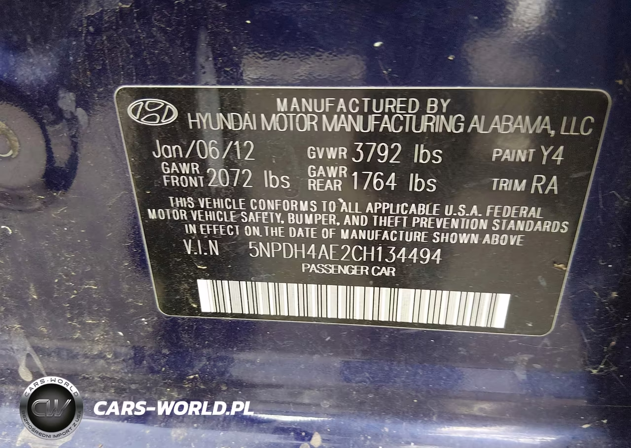 2012 Hyundai Elantra Limited VIN:5NPDH4AE2CH134494 - 9