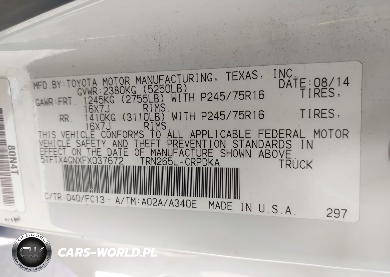 2015 Toyota Tacoma Prerunner VIN:5TFTX4GNXFX037672 - 9
