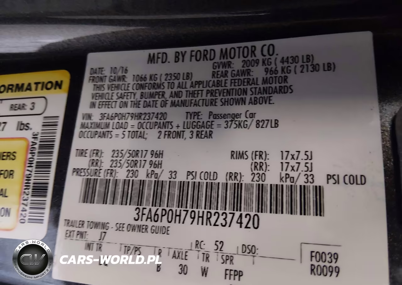 2017 Ford Fusion Se VIN:3FA6P0H79HR237420 - 9
