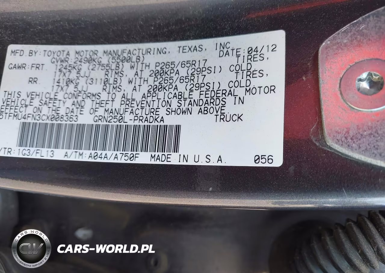 2012 Toyota Tacoma Base V6 VIN:5TFMU4FN3CX008363 - 9