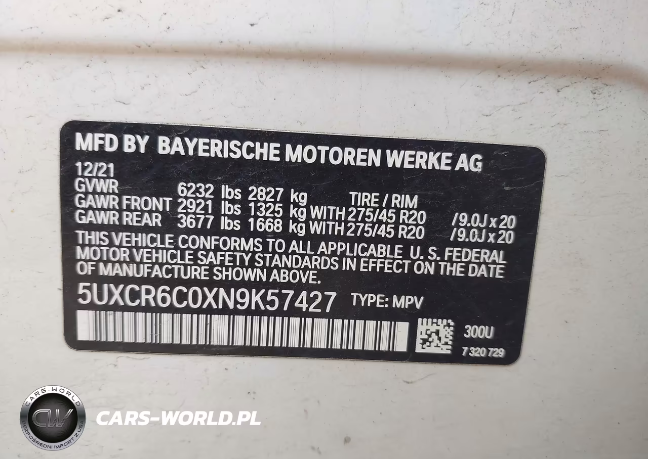 2022 BMW X5 xDrive40I VIN:5UXCR6C0XN9K57427 - 9
