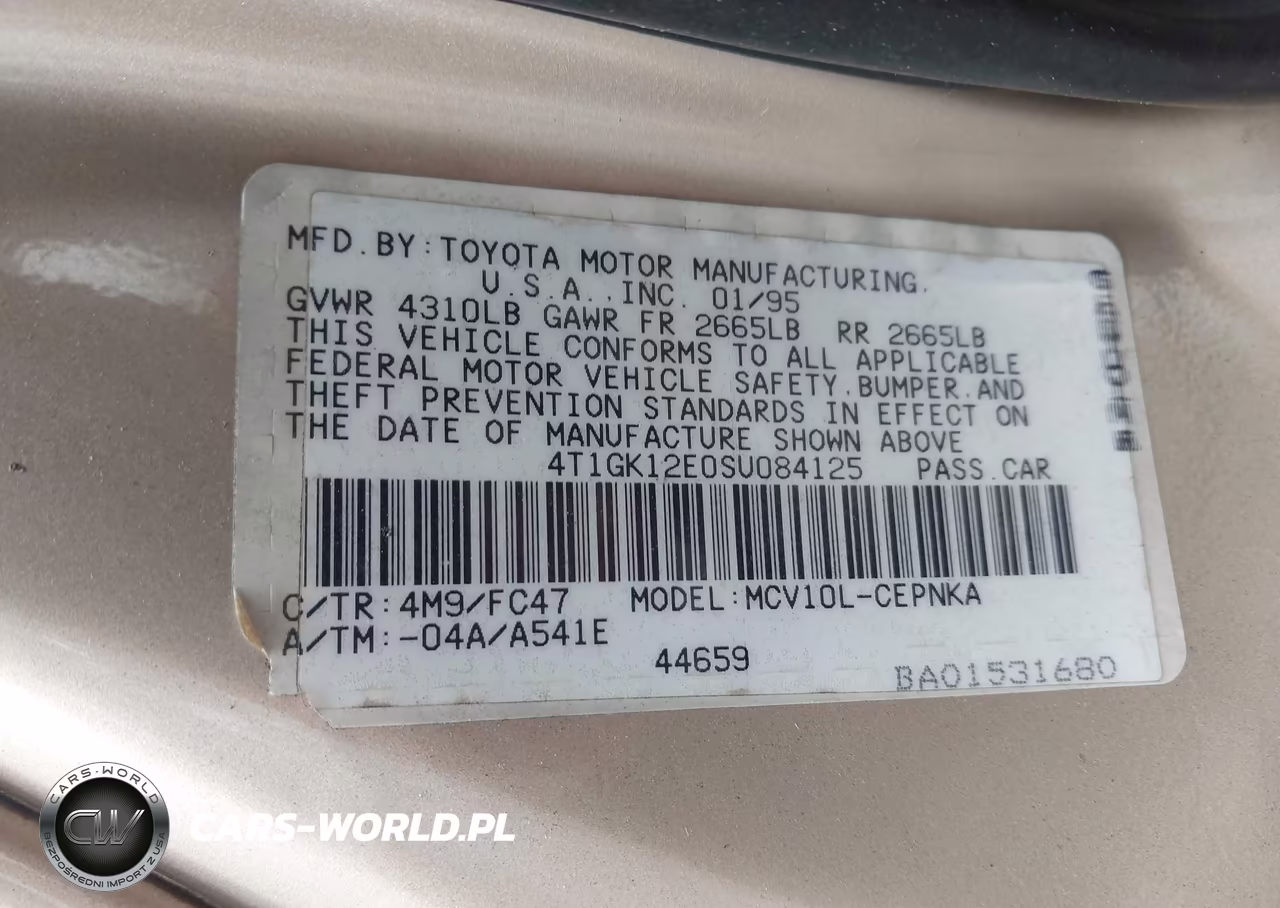 1995 Toyota Camry Le VIN:4T1GK12E0SU084125 - 9