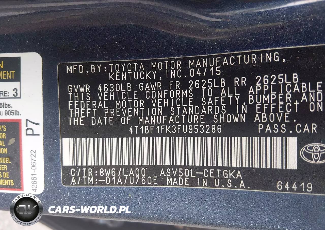 2015 Toyota Camry Xle VIN:4T1BF1FK3FU953286 - 9